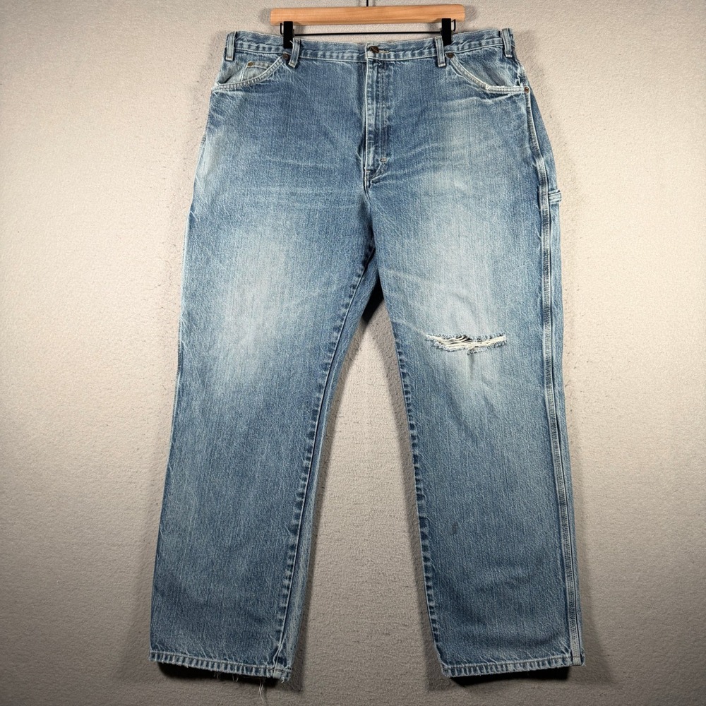 Vintage Dickies Carpenter Jeans Mens 40x32 Light Wash Distressed Denim Workwear